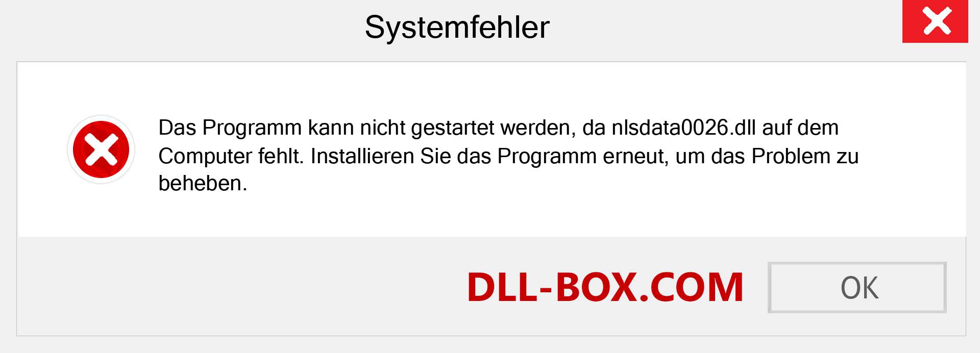 nlsdata0026.dll-Datei fehlt?. Download für Windows 7, 8, 10 - Fix nlsdata0026 dll Missing Error unter Windows, Fotos, Bildern